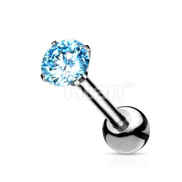 Implant Grade Titanium Cartilage, Tragu Barbell with Prong Set CZ - Image 8