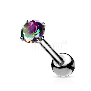Implant Grade Titanium Cartilage, Tragu Barbell with Prong Set CZ - Image 10