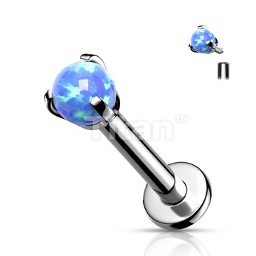 Implant Grade Titanium Internally Threaded Claw Set Opal Ball Top Labret - Image 3