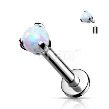Implant Grade Titanium Internally Threaded Claw Set Opal Ball Top Labret - Image 4