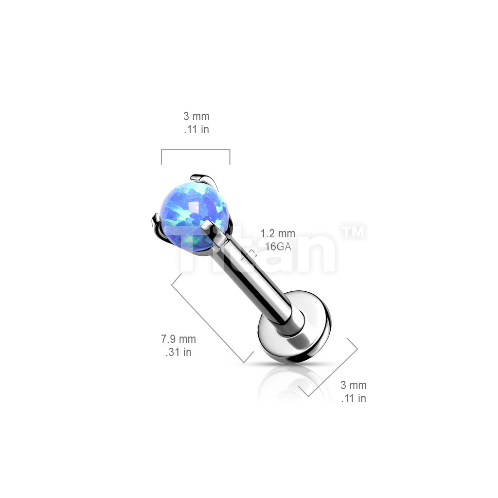 Implant Grade Titanium Internally Threaded Claw Set Opal Ball Top Labret - Image 7