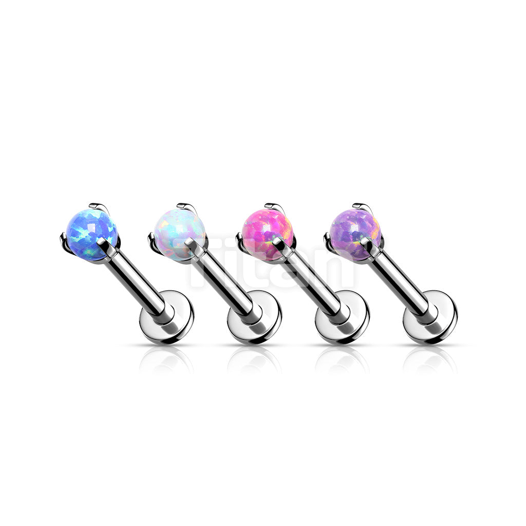 Implant Grade Titanium Internally Threaded Claw Set Opal Ball Top Labret - Image 8
