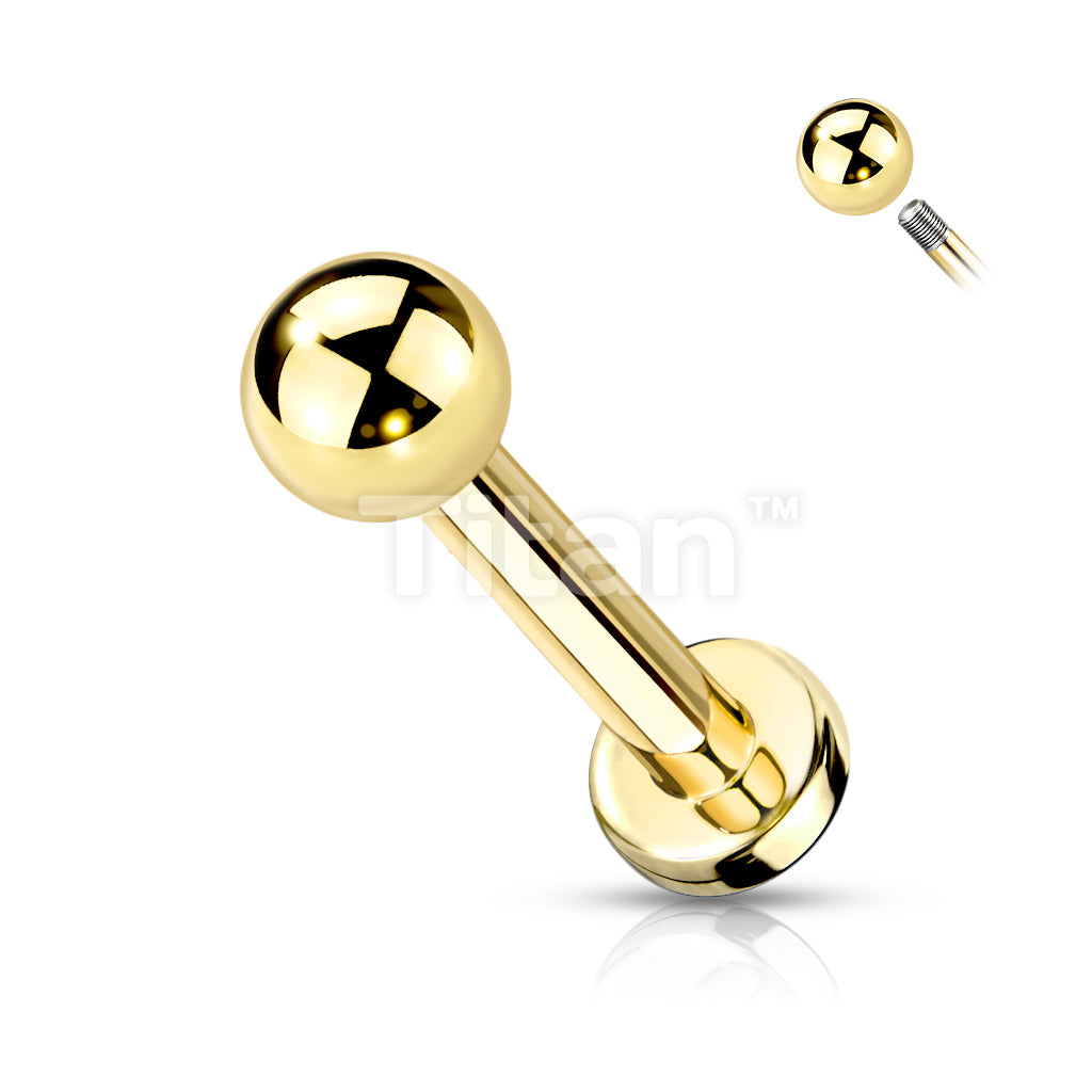Implant Grade Titanium Externally Threaded PVD Plated Labret With Basic Ball Top - Image 3
