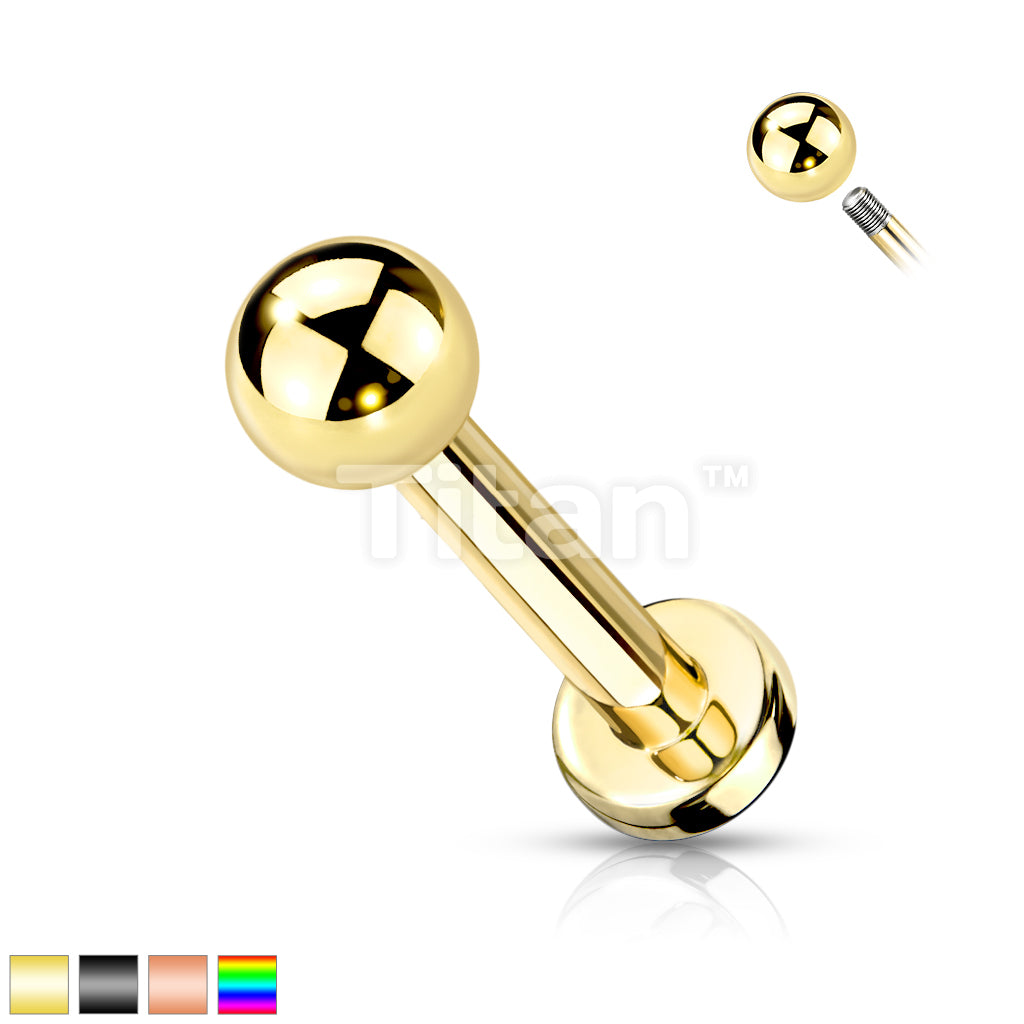 Implant Grade Titanium Externally Threaded PVD Plated Labret With Basic Ball Top - Image 2