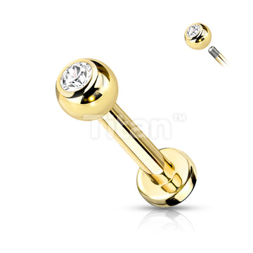 Implant Grade Titanium Externally Threaded PVD Plated Labret With Press Fit CZ Top - Image 3