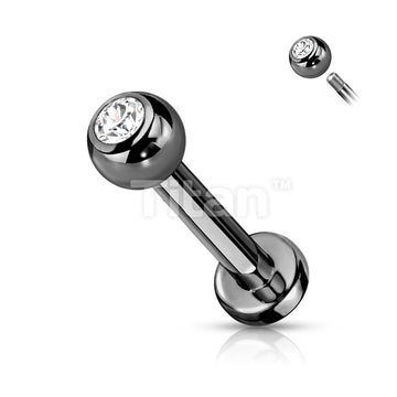 Implant Grade Titanium Externally Threaded PVD Plated Labret With Press Fit CZ Top - Image 4