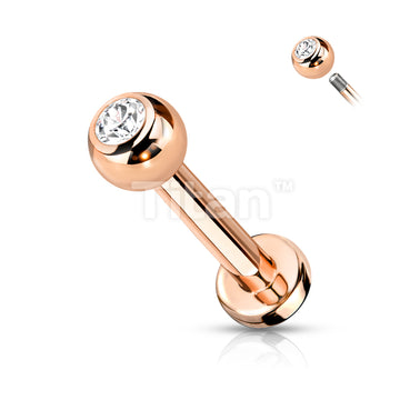 Implant Grade Titanium Externally Threaded PVD Plated Labret With Press Fit CZ Top - Image 5