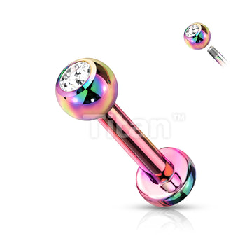 Implant Grade Titanium Externally Threaded PVD Plated Labret With Press Fit CZ Top - Image 6