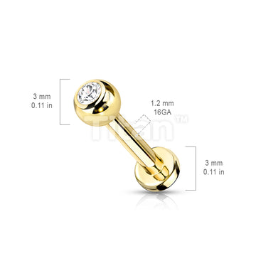 Implant Grade Titanium Externally Threaded PVD Plated Labret With Press Fit CZ Top - Image 7