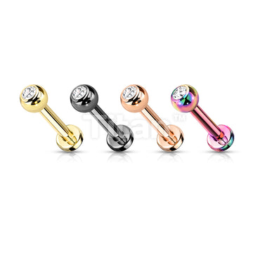 Implant Grade Titanium Externally Threaded PVD Plated Labret With Press Fit CZ Top - Image 8