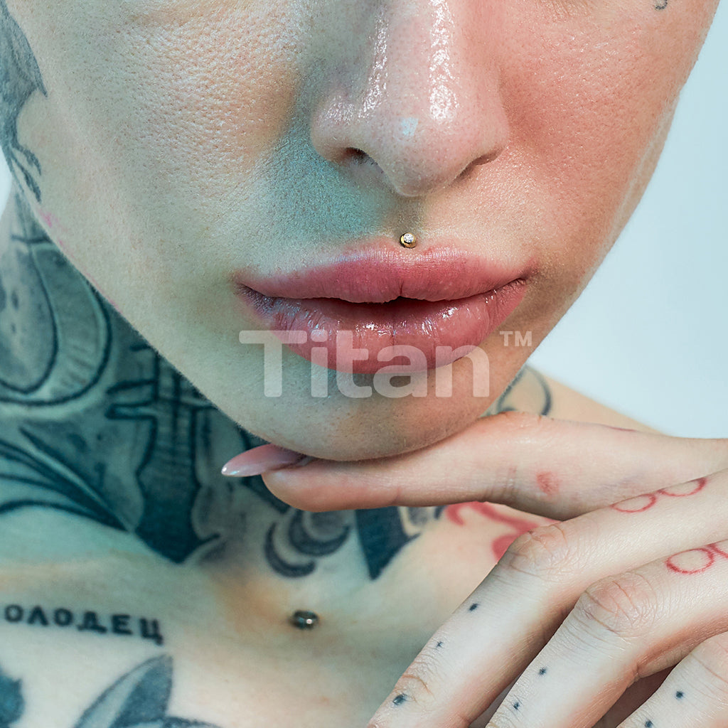 Implant Grade Titanium Externally Threaded PVD Plated Labret With Press Fit CZ Top - Image 9