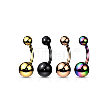 Implant Grade Titanium Externally Threaded PVD Plated Basic Ball Belly Button Ring - Image 8