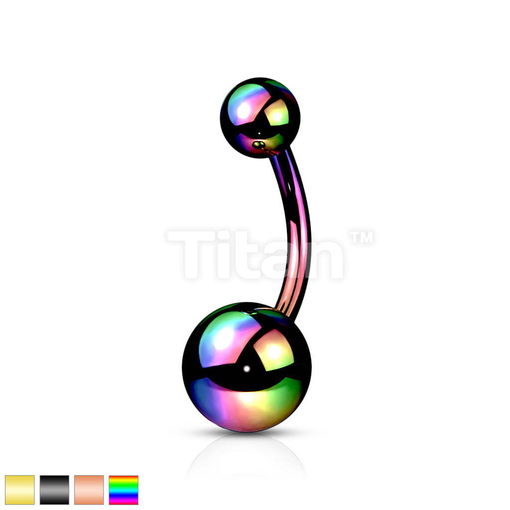 Implant Grade Titanium Externally Threaded PVD Plated Basic Ball Belly Button Ring - Image 2