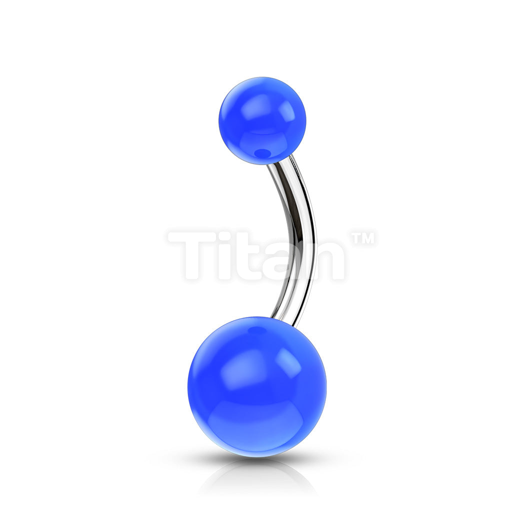 Implant Grade Titanium Externally Threaded Belly Button Ring With Solid Color Acrylic Balls - Image 3