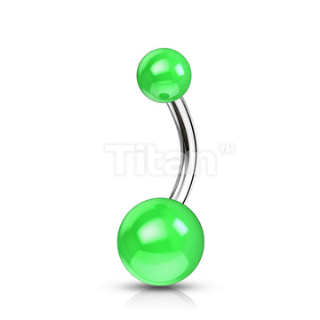 Implant Grade Titanium Externally Threaded Belly Button Ring With Solid Color Acrylic Balls - Image 4