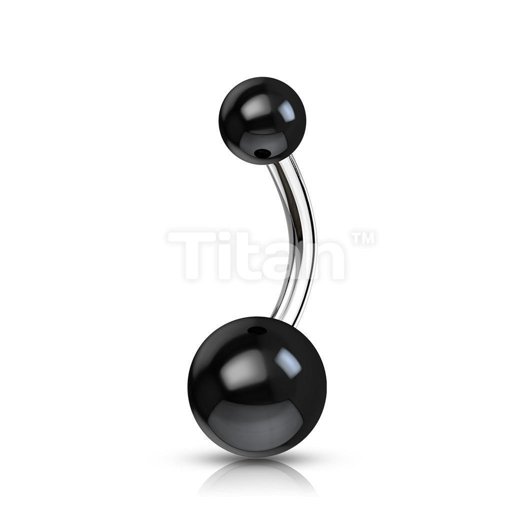 Implant Grade Titanium Externally Threaded Belly Button Ring With Solid Color Acrylic Balls - Image 5