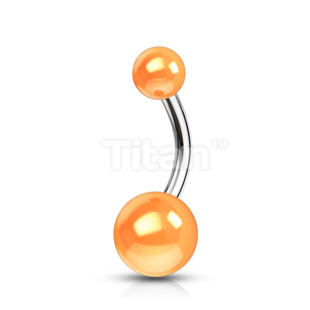 Implant Grade Titanium Externally Threaded Belly Button Ring With Solid Color Acrylic Balls - Image 6