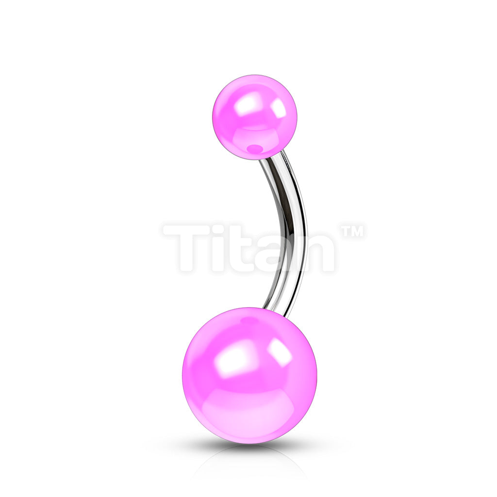 Implant Grade Titanium Externally Threaded Belly Button Ring With Solid Color Acrylic Balls - Image 7
