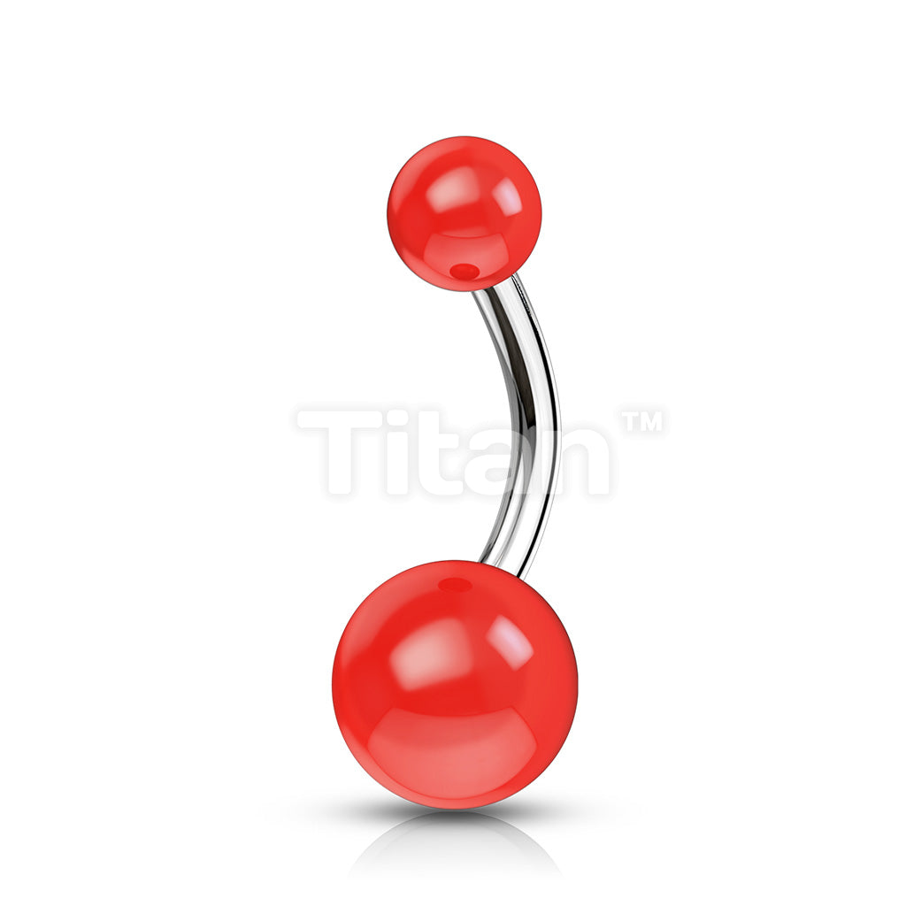 Implant Grade Titanium Externally Threaded Belly Button Ring With Solid Color Acrylic Balls - Image 8