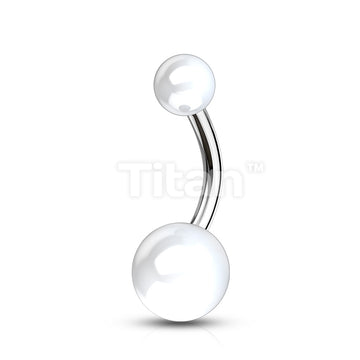 Implant Grade Titanium Externally Threaded Belly Button Ring With Solid Color Acrylic Balls - Image 9