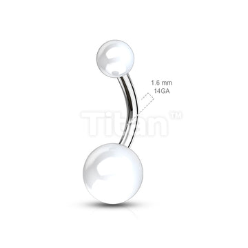 Implant Grade Titanium Externally Threaded Belly Button Ring With Solid Color Acrylic Balls - Image 10