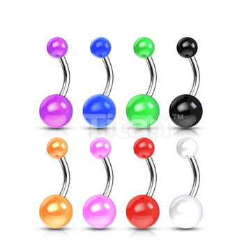Implant Grade Titanium Externally Threaded Belly Button Ring With Solid Color Acrylic Balls - Image 11