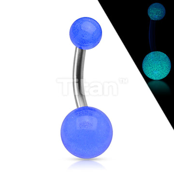 Implant Grade Titanium Externally Threaded Belly Button Ring With Glow In The Dark Acrylic Balls - Image 2