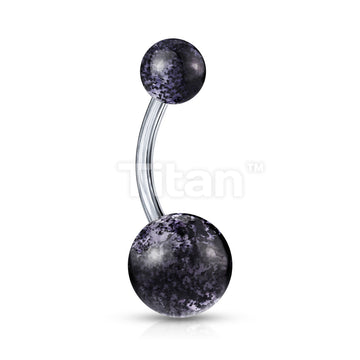 Implant Grade Titanium Externally Threaded Belly Button Ring With Ultra Glitter Acrylic Balls - Image 7