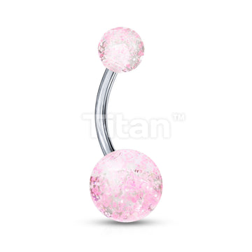 Implant Grade Titanium Externally Threaded Belly Button Ring With Ultra Glitter Acrylic Balls - Image 8