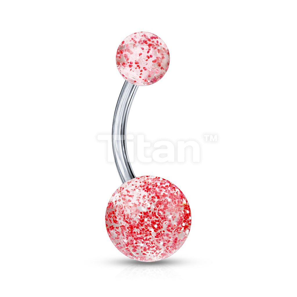 Implant Grade Titanium Externally Threaded Belly Button Ring With Ultra Glitter Acrylic Balls - Image 9