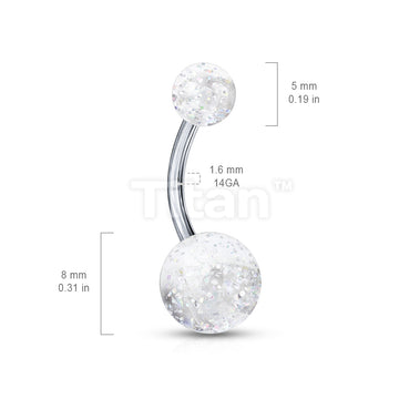 Implant Grade Titanium Externally Threaded Belly Button Ring With Ultra Glitter Acrylic Balls - Image 10