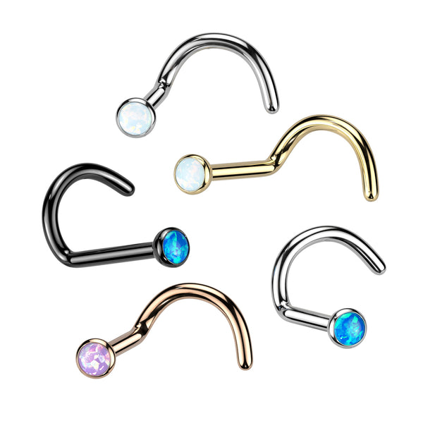 ASTM F136 Titanium Implant Grade Titanium Prong Set Opal Top Nose Screw