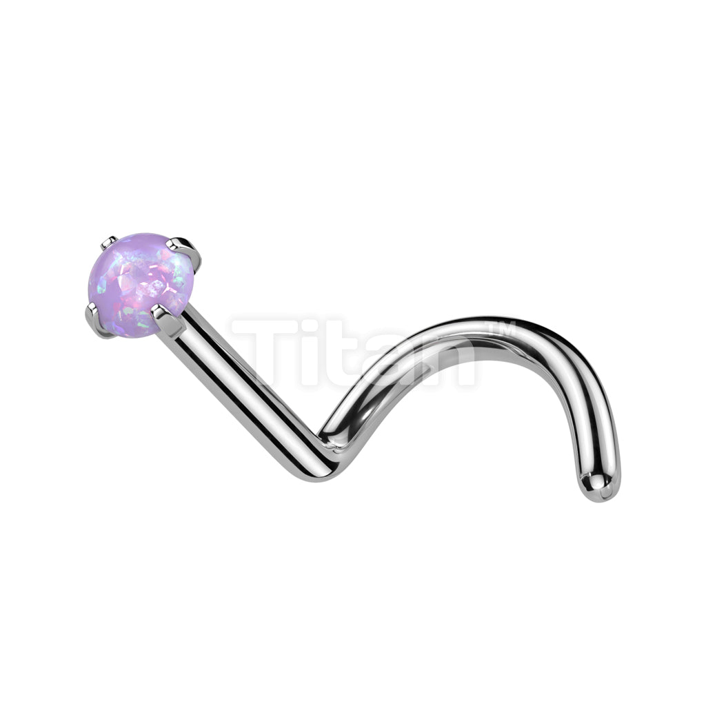 ASTM F136 Titanium Implant Grade Titanium Prong Set Opal Top Nose Screw - Image 7