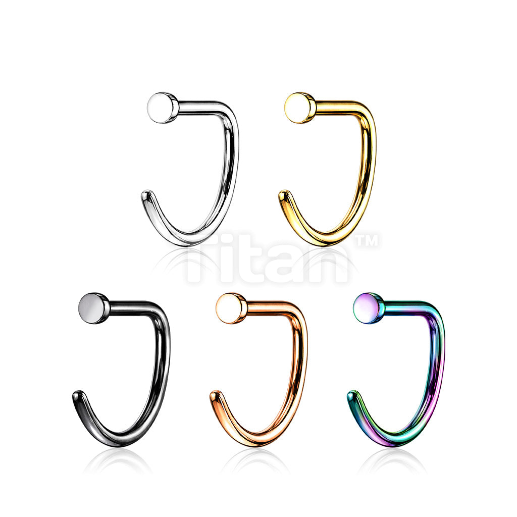 ASTM F136 Titanium Implant Grade Titanium D Shaped Flat Top Nose Hoop - Image 8