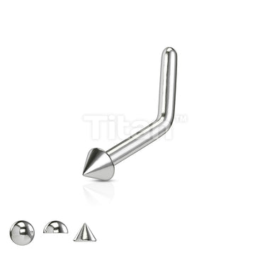 Implant Grade Titanium L Bend Ball, Dome, or Spike Top Nose Stud