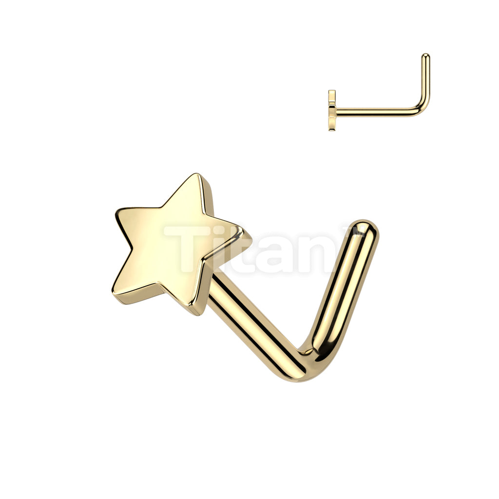 Implant Grade Titanium L Bend Nose Ring With Flat Star Top - Image 2