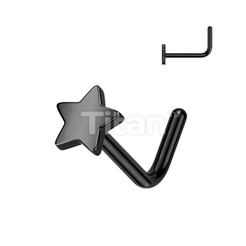 Implant Grade Titanium L Bend Nose Ring With Flat Star Top - Image 3
