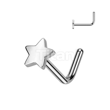 Implant Grade Titanium L Bend Nose Ring With Flat Star Top - Image 4
