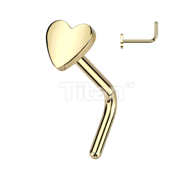Implant Grade Titanium L Bend Nose Ring With Flat Heart Top - Image 2