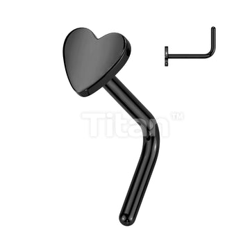 Implant Grade Titanium L Bend Nose Ring With Flat Heart Top - Image 3