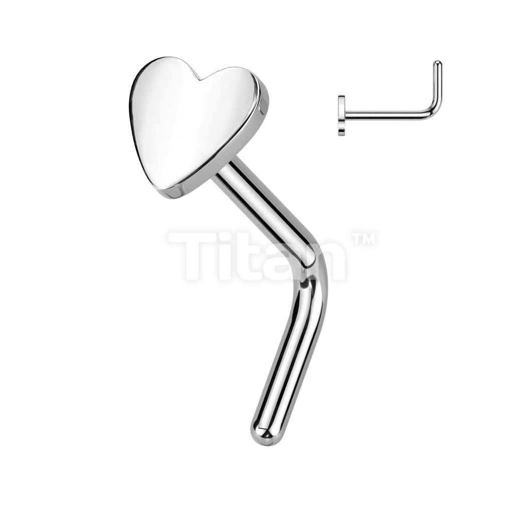 Implant Grade Titanium L Bend Nose Ring With Flat Heart Top - Image 4