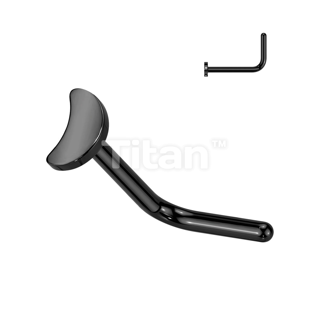 Implant Grade Titanium L Bend Nose Ring With Flat Crescent Moon Top - Image 3