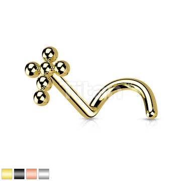 ASTM F136 Titanium Implant Grade Titanium Beaded Ball Cross Nose Screw Stud - Image 2
