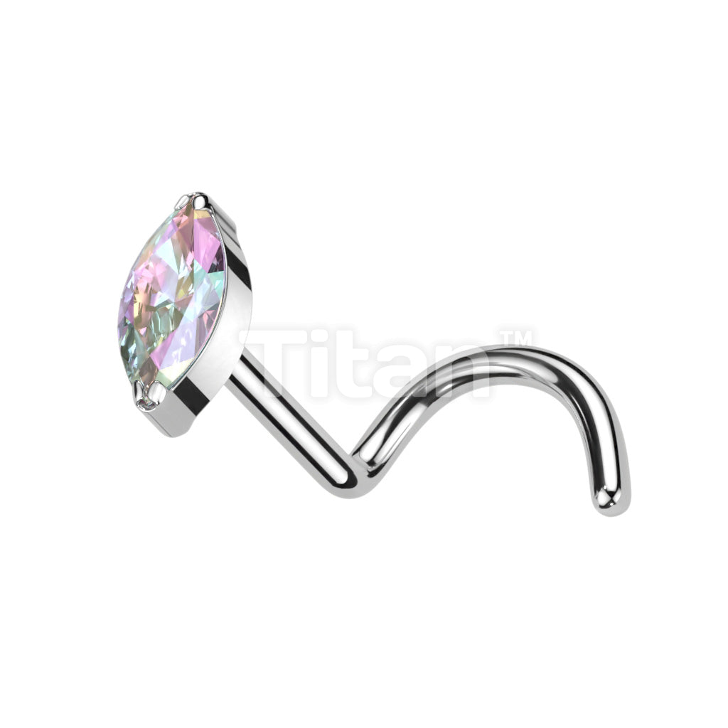 Implant Grade Titanium Nose Screw With Marquise CZ - Image 2