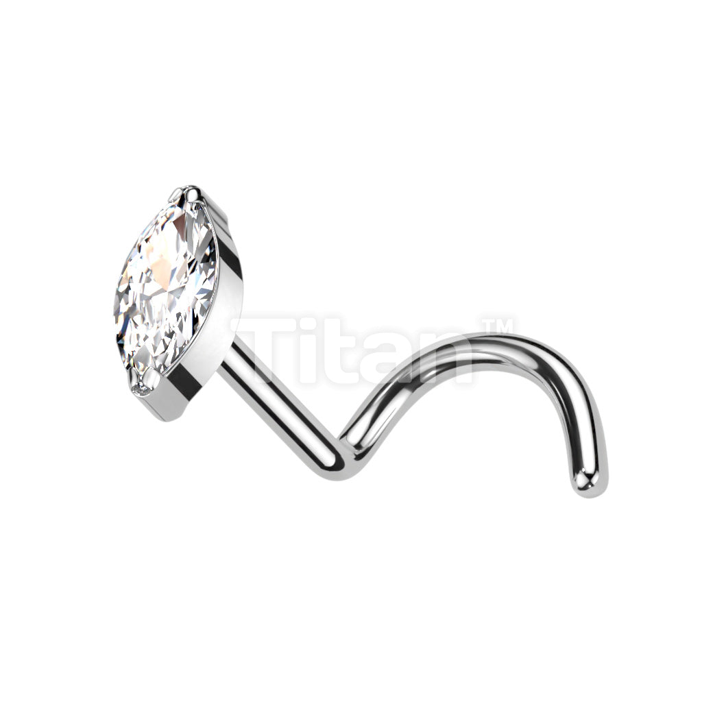Implant Grade Titanium Nose Screw With Marquise CZ - Image 3
