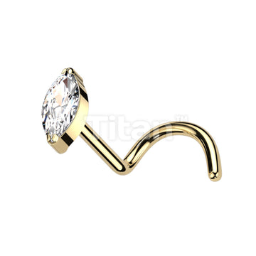ASTM F136 Titanium Implant Grade Titanium Nose Screw With Marquise CZ - Image 4