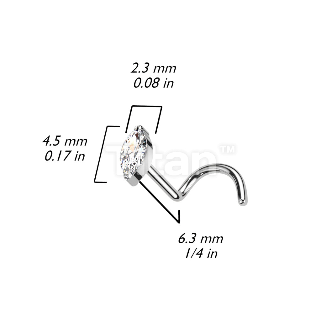 Implant Grade Titanium Nose Screw With Marquise CZ - Image 7