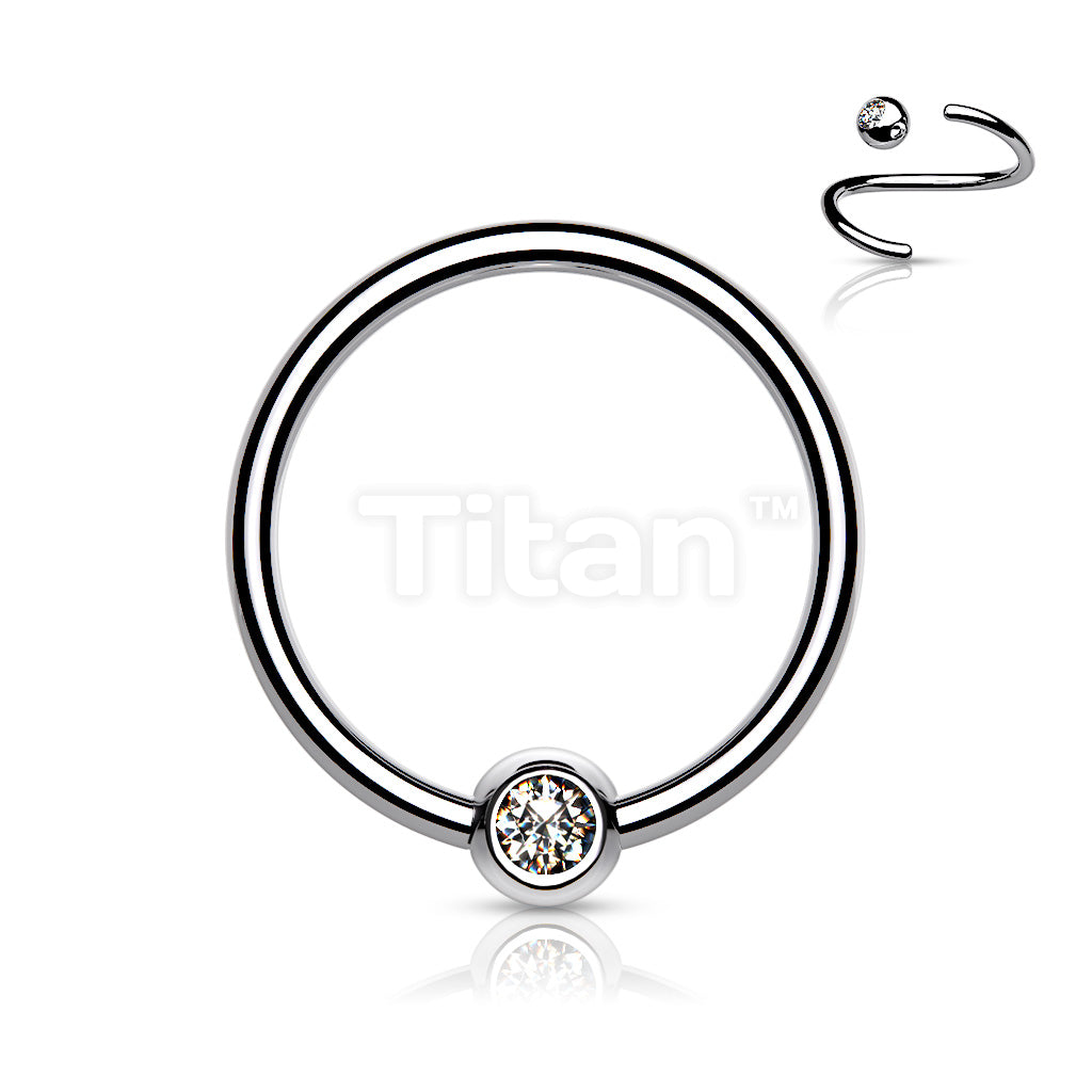 Implant Grade Titanium Captive Bead Rings with Bezel Set CZ Ball - Image 2