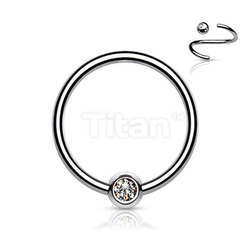 Implant Grade Titanium Captive Bead Rings with Bezel Set CZ Ball - Image 2