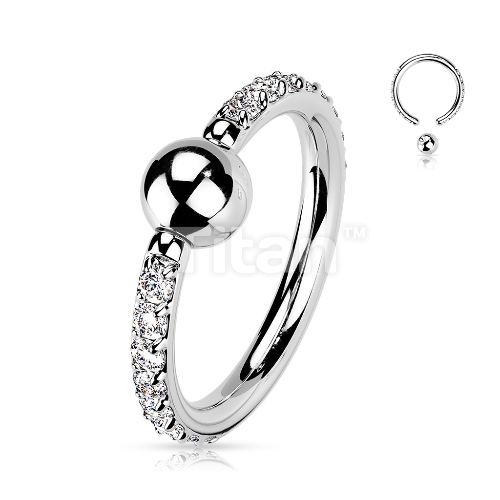 Implant Grade Titanium Captive Bead Ring With Outward Facing Pave CZ Sides - Image 2